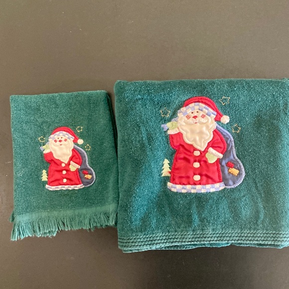 3 Pc. Embroidered Santa Bath Towel Set. - Picture 3 of 12